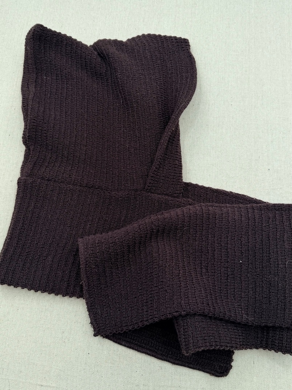Ribbed Knit Hooded Scarf-Dark Brown